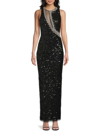 Aidan Mattox Women's Embellished Mesh-Inset Sequined Gown - Black | Thumbnail 3 Aidan Mattox Women's Embellished Mesh-Inset Sequined Gown - Black | Thumbnail 3