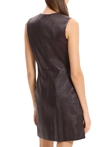 Theory Women's Leather Sleeveless Minidress - Plum Brown | Thumbnail 5 Theory Women's Leather Sleeveless Minidress - Plum Brown | Thumbnail 5