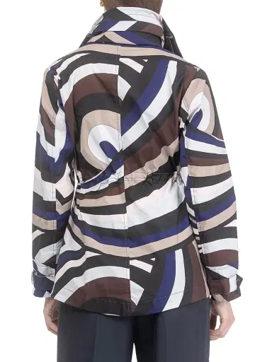 Gorski Women's Lightweight Jacket with Concealed Hood - Navy Brown Swirl | Thumbnail 4 Gorski Women's Lightweight Jacket with Concealed Hood - Navy Brown Swirl | Thumbnail 4