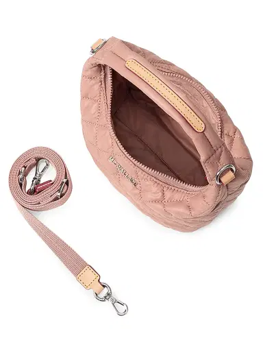 MZ Wallace Women's Mini Metro Quilted Hobo Bag - Pink | Thumbnail 4 MZ Wallace Women's Mini Metro Quilted Hobo Bag - Pink | Thumbnail 4