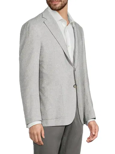 Canali Men's Kei Trim-Fit Silk-Cashmere Sport Coat - Light Grey - Size 50 | Thumbnail 4 Canali Men's Kei Trim-Fit Silk-Cashmere Sport Coat - Light Grey - Size 50 | Thumbnail 4