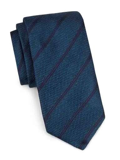 Canali Men's Textured Striped Silk Tie - Teal | Thumbnail 1 Canali Men's Textured Striped Silk Tie - Teal | Thumbnail 1