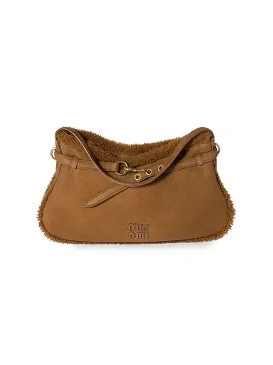 Miu Miu Women's Aventure Shearling Shoulder Bag - Brown | Thumbnail 1 Miu Miu Women's Aventure Shearling Shoulder Bag - Brown | Thumbnail 1