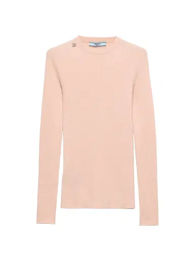 Prada Women's Wool Crew-Neck Sweater - Pink | Thumbnail 1 Prada Women's Wool Crew-Neck Sweater - Pink | Thumbnail 1