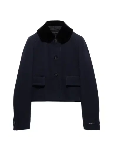 Prada Women's Single-Breasted Natté Fabric Jacket - Blue | Thumbnail 1 Prada Women's Single-Breasted Natté Fabric Jacket - Blue | Thumbnail 1