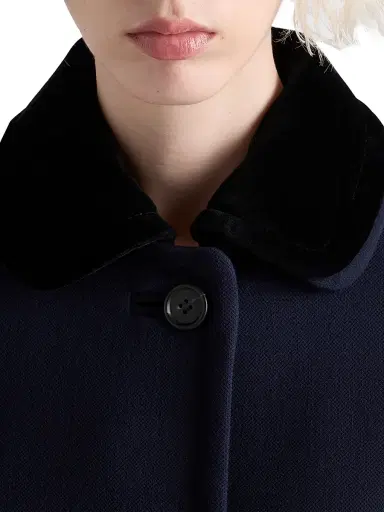 Prada Women's Single-Breasted Natté Fabric Coat - Blue | Thumbnail 4 Prada Women's Single-Breasted Natté Fabric Coat - Blue | Thumbnail 4