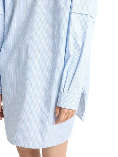 Prada Women's Embroidered Striped Poplin Top - Blue | Thumbnail 5 Prada Women's Embroidered Striped Poplin Top - Blue | Thumbnail 5