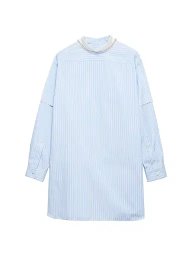 Prada Women's Embroidered Striped Poplin Top - Blue | Thumbnail 1 Prada Women's Embroidered Striped Poplin Top - Blue | Thumbnail 1