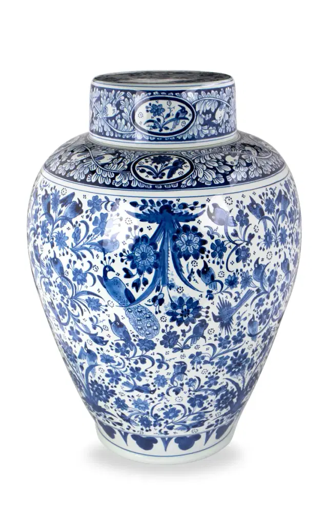 Astonia Lidded Porcelain Vase - Blue Astonia Lidded Porcelain Vase - Blue