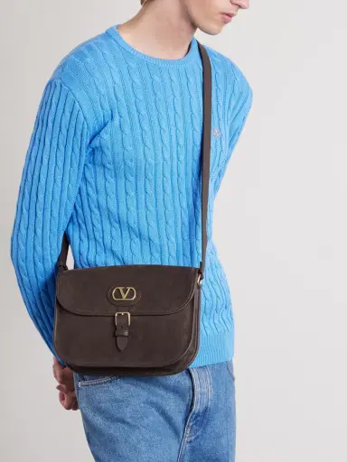 Valentino Garavani Antibes Full-Grain Leather-Trimmed Suede Messenger Bag - Men | Thumbnail 3 Valentino Garavani Antibes Full-Grain Leather-Trimmed Suede Messenger Bag - Men | Thumbnail 3