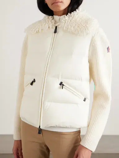 Moncler Grenoble Fleece And Quilted Shell-paneled Ribbed Wool Cardigan | Thumbnail 3 Moncler Grenoble Fleece And Quilted Shell-paneled Ribbed Wool Cardigan | Thumbnail 3