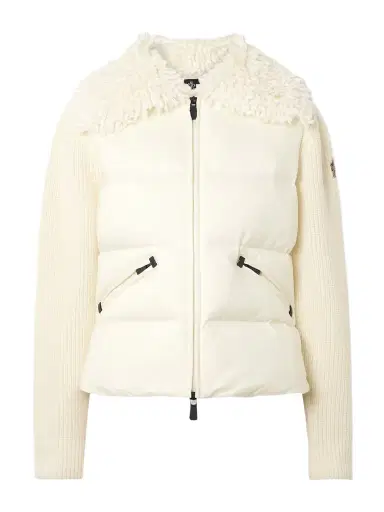 Moncler Grenoble Fleece And Quilted Shell-paneled Ribbed Wool Cardigan | Thumbnail 1 Moncler Grenoble Fleece And Quilted Shell-paneled Ribbed Wool Cardigan | Thumbnail 1
