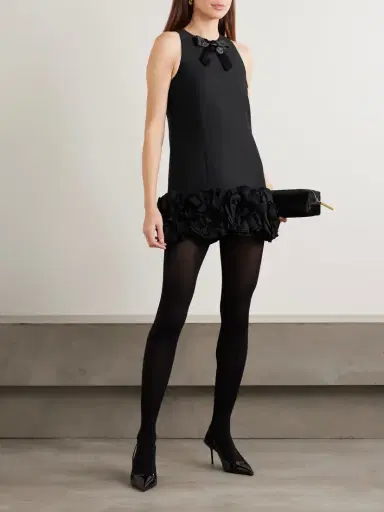 SHUSHU/TONG Appliquéd Bow-embellished Twill Mini Dress | Thumbnail 2 SHUSHU/TONG Appliquéd Bow-embellished Twill Mini Dress | Thumbnail 2