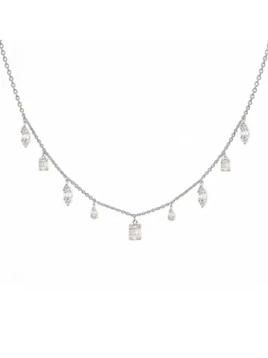 Wish Fine Jewelry 2.00ct Diamond 18K Gold Multi Shaped Dangle Drop Necklace | Thumbnail 1 Wish Fine Jewelry 2.00ct Diamond 18K Gold Multi Shaped Dangle Drop Necklace | Thumbnail 1