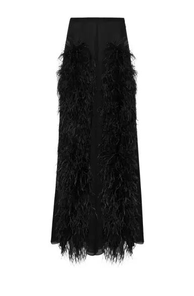 LAPOINTE Lightweight Georgette Wide Leg Pant With Feathers | Thumbnail 1 LAPOINTE Lightweight Georgette Wide Leg Pant With Feathers | Thumbnail 1