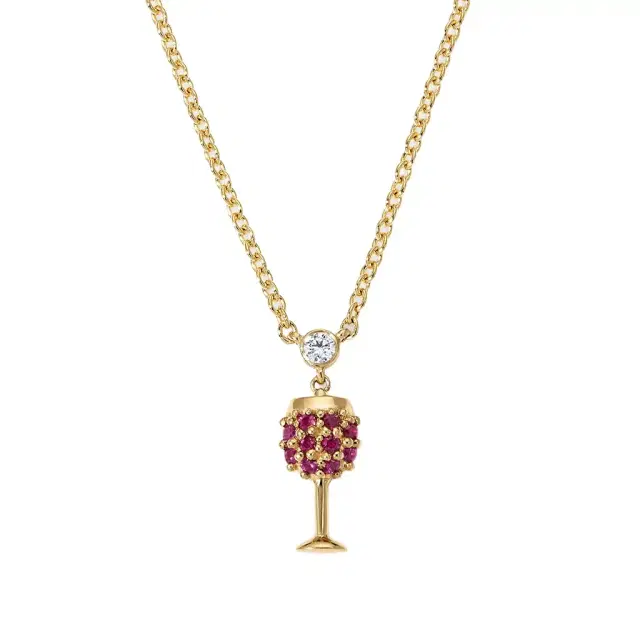 Stephanie Gottlieb Cocktail Red Wine Chain Necklace