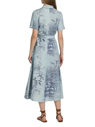 Simkhai Women's Audria Floral Linen-Blend Belted Midi-Dress - Sky Floral | Thumbnail 5 Simkhai Women's Audria Floral Linen-Blend Belted Midi-Dress - Sky Floral | Thumbnail 5