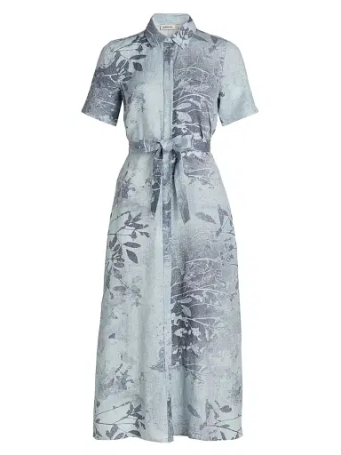 Simkhai Women's Audria Floral Linen-Blend Belted Midi-Dress - Sky Floral | Thumbnail 1 Simkhai Women's Audria Floral Linen-Blend Belted Midi-Dress - Sky Floral | Thumbnail 1