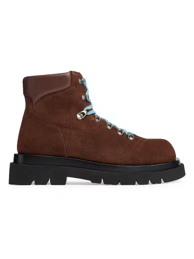 Bottega Veneta Men's Suede Hiking Boots - Caramel | Thumbnail 1 Bottega Veneta Men's Suede Hiking Boots - Caramel | Thumbnail 1