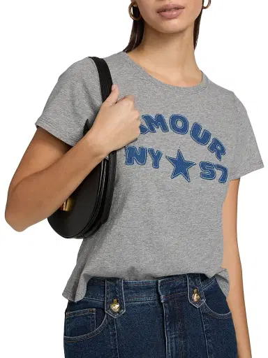 Cinq à Sept Women's Amour 57 Cotton Shrunken Crewneck T-Shirt - Heather Grey | Thumbnail 6 Cinq à Sept Women's Amour 57 Cotton Shrunken Crewneck T-Shirt - Heather Grey | Thumbnail 6
