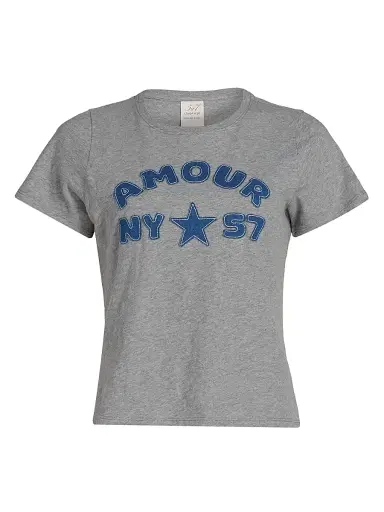 Cinq à Sept Women's Amour 57 Cotton Shrunken Crewneck T-Shirt - Heather Grey | Thumbnail 1 Cinq à Sept Women's Amour 57 Cotton Shrunken Crewneck T-Shirt - Heather Grey | Thumbnail 1