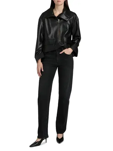 Veronica Beard Women's Brian Faux-Leather Popover Jacket | Thumbnail 2 Veronica Beard Women's Brian Faux-Leather Popover Jacket | Thumbnail 2