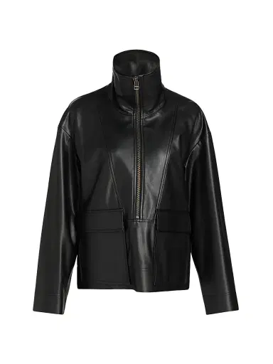 Veronica Beard Women's Brian Faux-Leather Popover Jacket | Thumbnail 1 Veronica Beard Women's Brian Faux-Leather Popover Jacket | Thumbnail 1