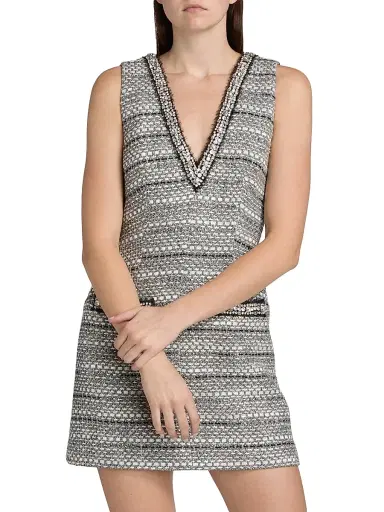 Veronica Beard Women's Odele Embellished Cotton-Blend Minidress - Silver | Thumbnail 3 Veronica Beard Women's Odele Embellished Cotton-Blend Minidress - Silver | Thumbnail 3