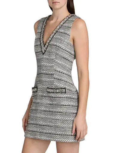 Veronica Beard Women's Odele Embellished Cotton-Blend Minidress - Silver | Thumbnail 4 Veronica Beard Women's Odele Embellished Cotton-Blend Minidress - Silver | Thumbnail 4