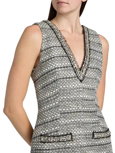 Veronica Beard Women's Odele Embellished Cotton-Blend Minidress - Silver | Thumbnail 6 Veronica Beard Women's Odele Embellished Cotton-Blend Minidress - Silver | Thumbnail 6