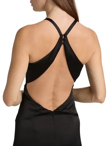 Ramy Brook Women's Belle Plunging V-Neck Satin Gown - Black - Size 16 | Thumbnail 6 Ramy Brook Women's Belle Plunging V-Neck Satin Gown - Black - Size 16 | Thumbnail 6