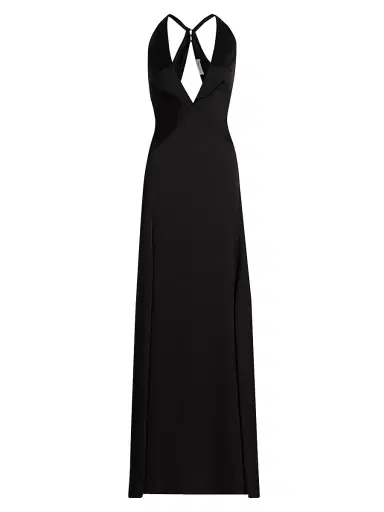 Ramy Brook Women's Belle Plunging V-Neck Satin Gown - Black - Size 16 | Thumbnail 1 Ramy Brook Women's Belle Plunging V-Neck Satin Gown - Black - Size 16 | Thumbnail 1