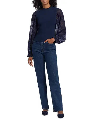 DEREK LAM 10 CROSBY Women's Cerina Sheer-Sleeve Sweater | Thumbnail 2 DEREK LAM 10 CROSBY Women's Cerina Sheer-Sleeve Sweater | Thumbnail 2