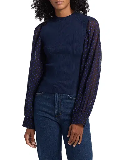 DEREK LAM 10 CROSBY Women's Cerina Sheer-Sleeve Sweater | Thumbnail 3 DEREK LAM 10 CROSBY Women's Cerina Sheer-Sleeve Sweater | Thumbnail 3