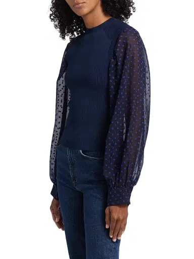 DEREK LAM 10 CROSBY Women's Cerina Sheer-Sleeve Sweater | Thumbnail 4 DEREK LAM 10 CROSBY Women's Cerina Sheer-Sleeve Sweater | Thumbnail 4