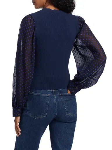 DEREK LAM 10 CROSBY Women's Cerina Sheer-Sleeve Sweater | Thumbnail 5 DEREK LAM 10 CROSBY Women's Cerina Sheer-Sleeve Sweater | Thumbnail 5