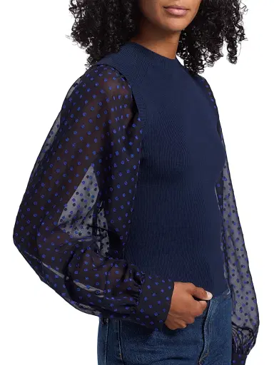 DEREK LAM 10 CROSBY Women's Cerina Sheer-Sleeve Sweater | Thumbnail 6 DEREK LAM 10 CROSBY Women's Cerina Sheer-Sleeve Sweater | Thumbnail 6