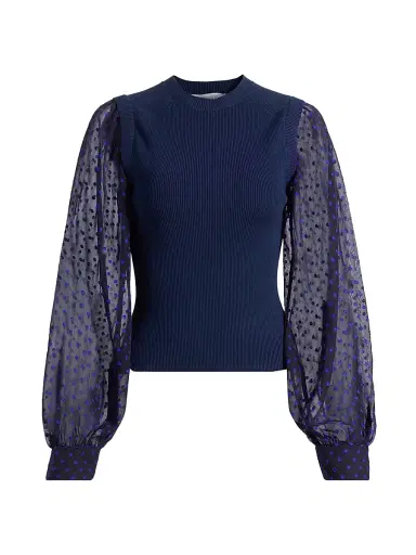 DEREK LAM 10 CROSBY Women's Cerina Sheer-Sleeve Sweater | Thumbnail 1 DEREK LAM 10 CROSBY Women's Cerina Sheer-Sleeve Sweater | Thumbnail 1
