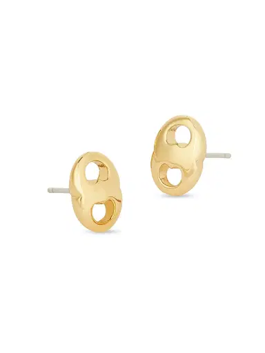 Tory Burch Women's Gemini Silvertone Stud Earrings - Light Brass | Thumbnail 1 Tory Burch Women's Gemini Silvertone Stud Earrings - Light Brass | Thumbnail 1