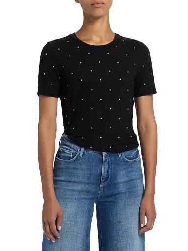 L'AGENCE Women's Stormy Embellished T-Shirt - Black | Thumbnail 3 L'AGENCE Women's Stormy Embellished T-Shirt - Black | Thumbnail 3
