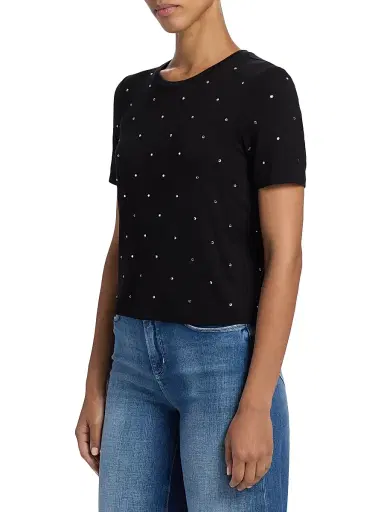 L'AGENCE Women's Stormy Embellished T-Shirt - Black | Thumbnail 4 L'AGENCE Women's Stormy Embellished T-Shirt - Black | Thumbnail 4
