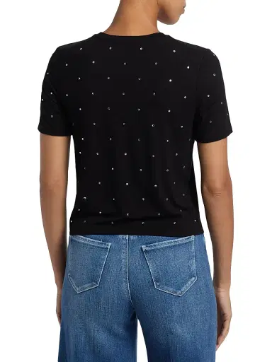 L'AGENCE Women's Stormy Embellished T-Shirt - Black | Thumbnail 5 L'AGENCE Women's Stormy Embellished T-Shirt - Black | Thumbnail 5