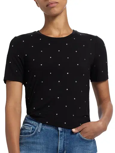 L'AGENCE Women's Stormy Embellished T-Shirt - Black | Thumbnail 6 L'AGENCE Women's Stormy Embellished T-Shirt - Black | Thumbnail 6