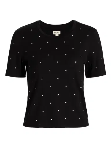 L'AGENCE Women's Stormy Embellished T-Shirt - Black | Thumbnail 1 L'AGENCE Women's Stormy Embellished T-Shirt - Black | Thumbnail 1