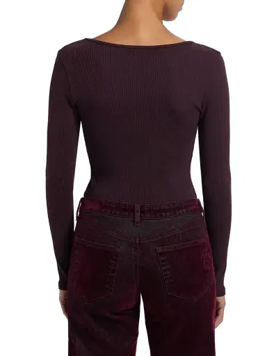 L'AGENCE Women's Elara Rib-Knit Bodysuit - Dark Malbec | Thumbnail 5 L'AGENCE Women's Elara Rib-Knit Bodysuit - Dark Malbec | Thumbnail 5