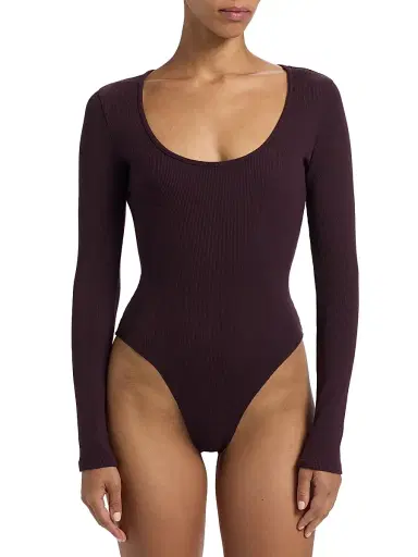 L'AGENCE Women's Elara Rib-Knit Bodysuit - Dark Malbec | Thumbnail 6 L'AGENCE Women's Elara Rib-Knit Bodysuit - Dark Malbec | Thumbnail 6