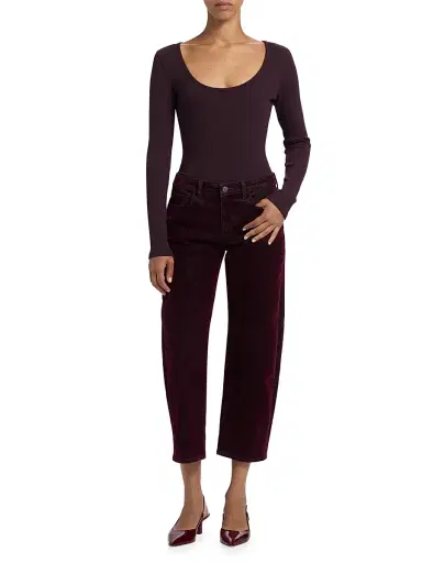 L'AGENCE Women's Elara Rib-Knit Bodysuit - Dark Malbec | Thumbnail 8 L'AGENCE Women's Elara Rib-Knit Bodysuit - Dark Malbec | Thumbnail 8