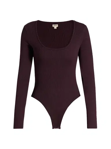 L'AGENCE Women's Elara Rib-Knit Bodysuit - Dark Malbec | Thumbnail 1 L'AGENCE Women's Elara Rib-Knit Bodysuit - Dark Malbec | Thumbnail 1