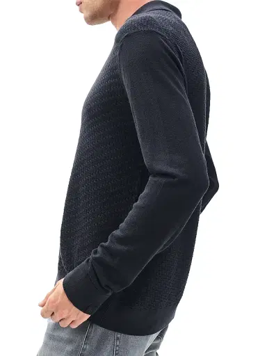 rag & bone Men's Charles Johnny Collar Polo Sweater - Washed Black | Thumbnail 4 rag & bone Men's Charles Johnny Collar Polo Sweater - Washed Black | Thumbnail 4