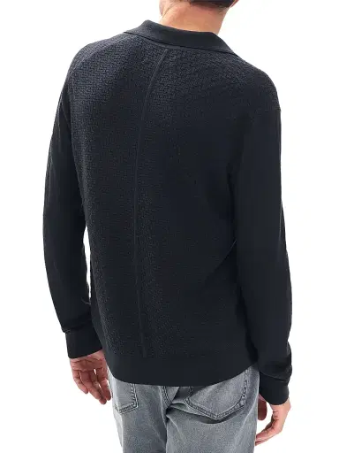 rag & bone Men's Charles Johnny Collar Polo Sweater - Washed Black | Thumbnail 5 rag & bone Men's Charles Johnny Collar Polo Sweater - Washed Black | Thumbnail 5